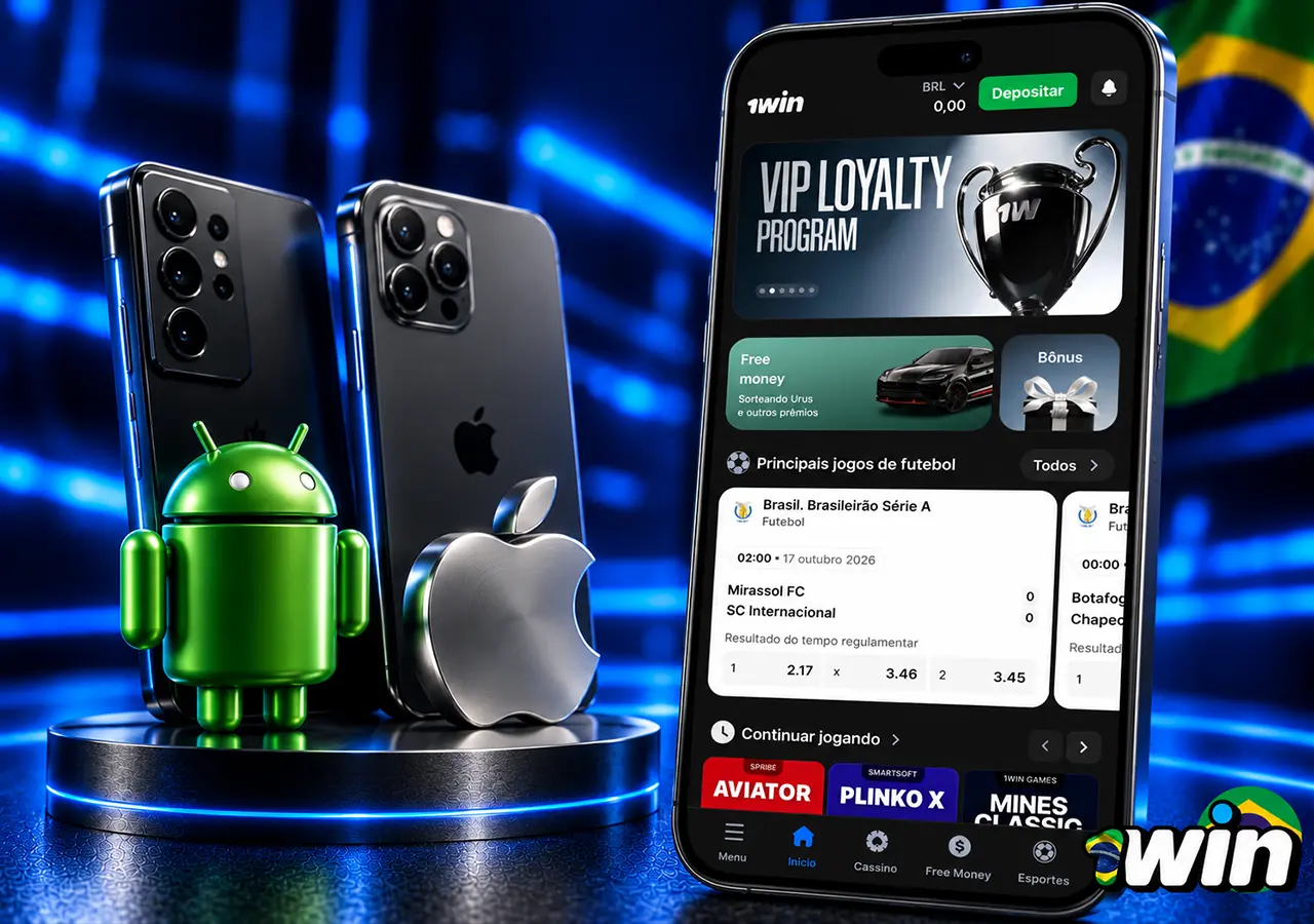 Opções de instalação da 1win conforme o sistema do celular